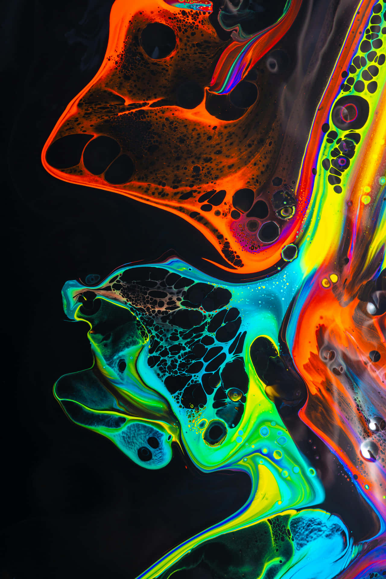 Vibrant Fluid Art Black Neon4 K Wallpaper