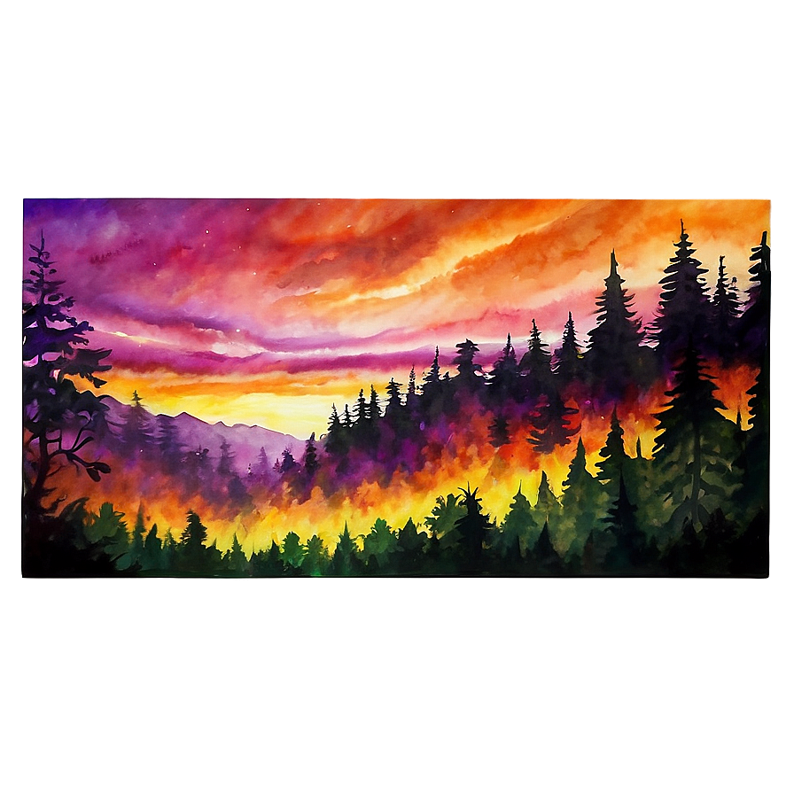 Vibrant Forest Sunset Png 75 PNG