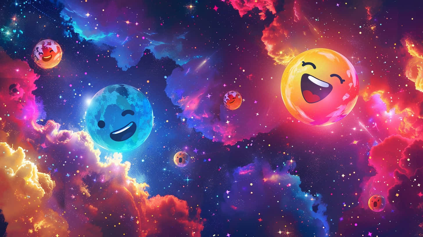 Vibrant Galaxy Emojis Cosmos Wallpaper