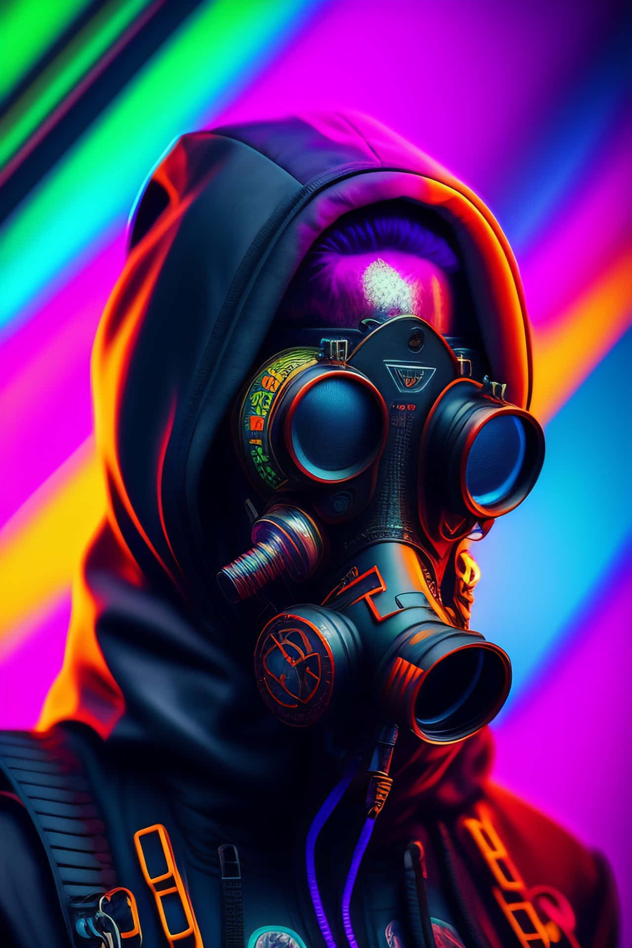 Vibrant_ Gas_ Mask_ Portrait Wallpaper