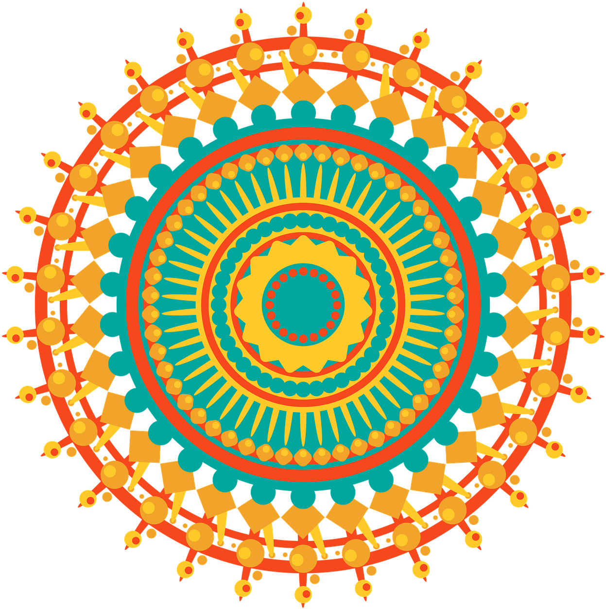 Vibrant Geometric Mandala Art PNG