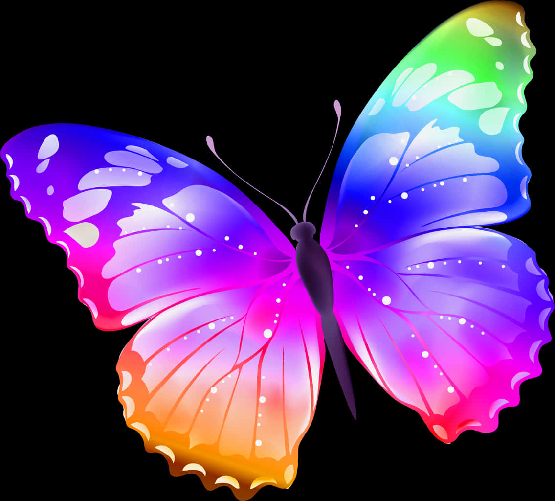 Vibrant Gradient Butterfly PNG