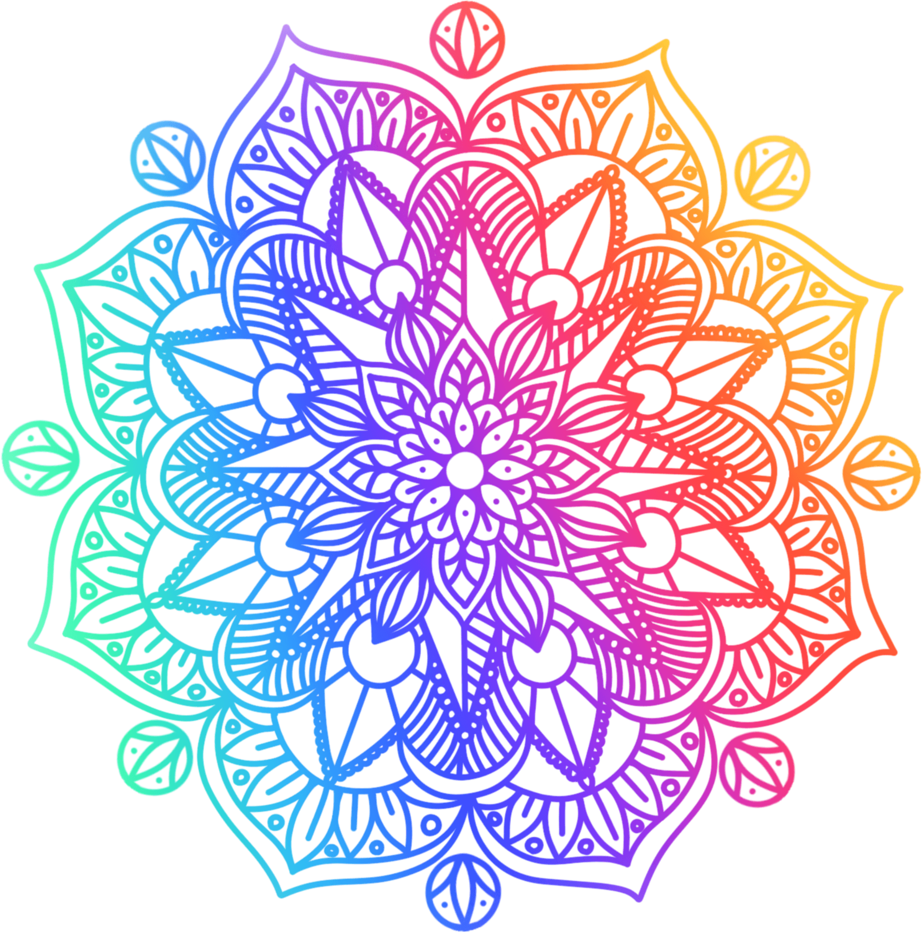Vibrant Gradient Mandala Art PNG