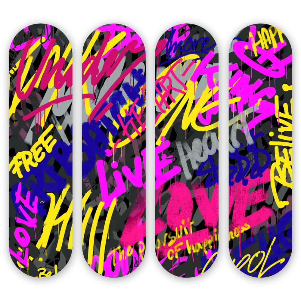 Desain Skateboard Grafiti Yang Cerah Wallpaper