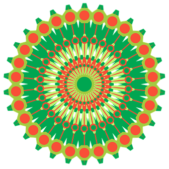 Vibrant_ Green_and_ Orange_ Mandala_ Art PNG