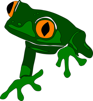 Vibrant Green Cartoon Frog PNG
