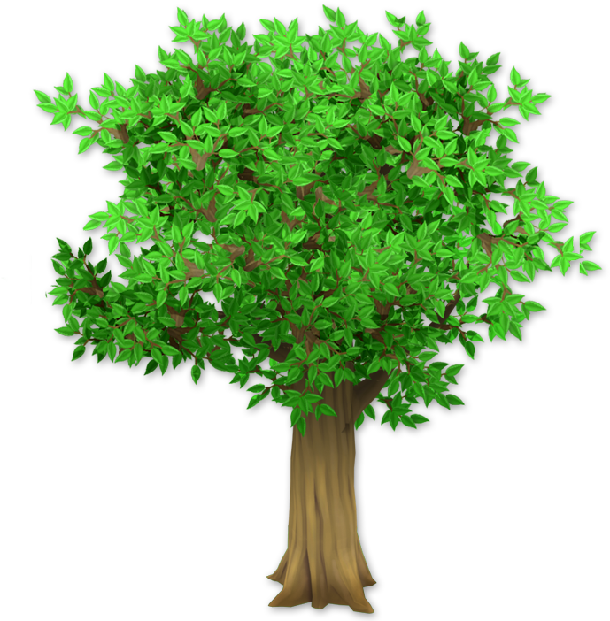 Vibrant Green Cartoon Tree PNG