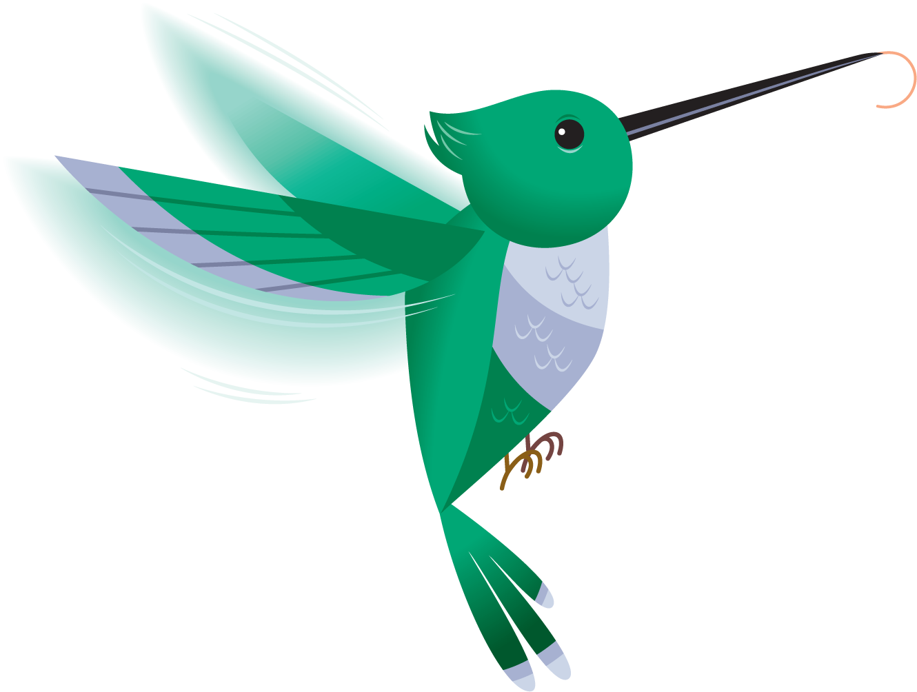 Vibrant Green Hummingbird Illustration PNG