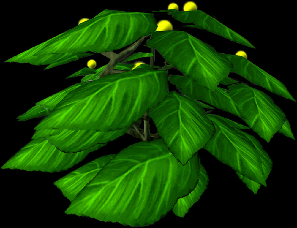 Vibrant Green Leaves Bush PNG