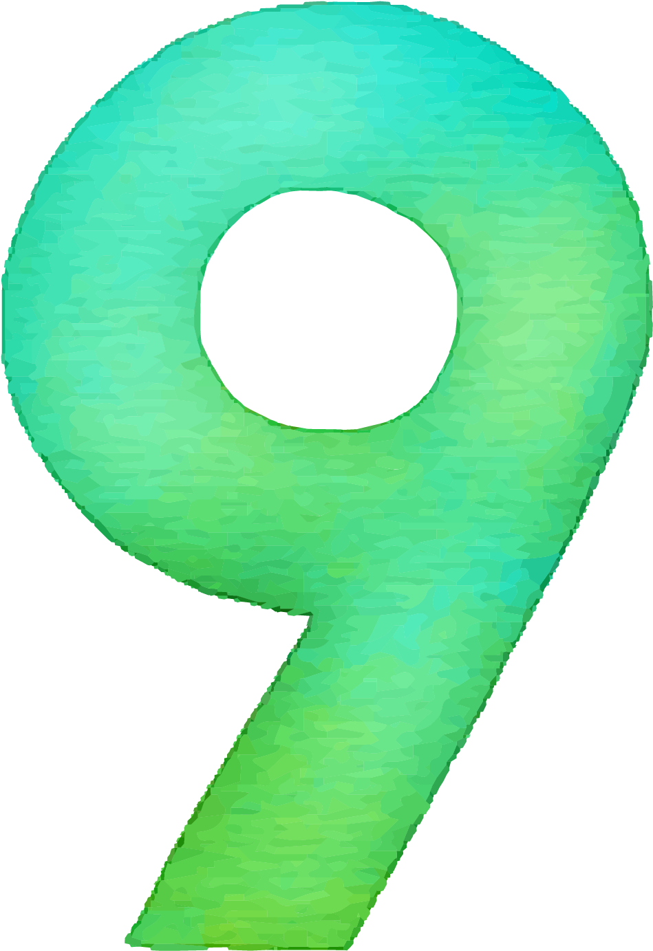 Vibrant Green Number9 PNG