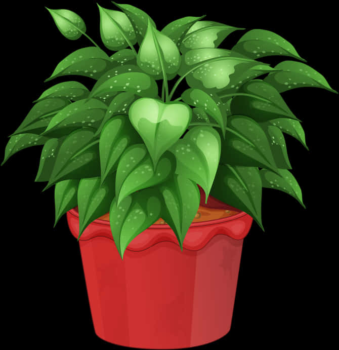 Vibrant Green Plantin Red Pot PNG