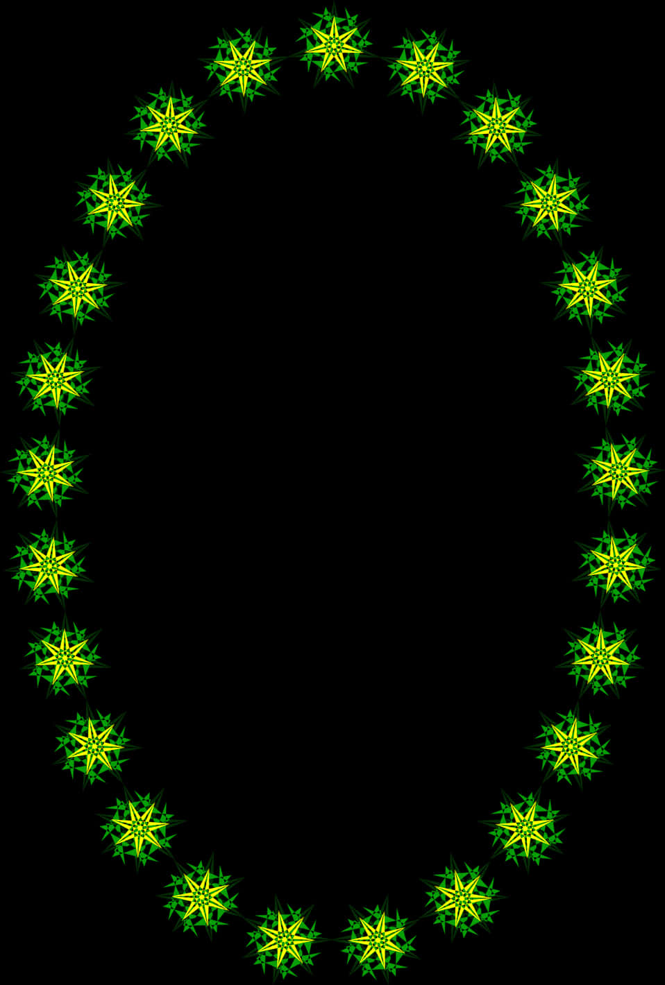 Vibrant Green Star Circle Border PNG