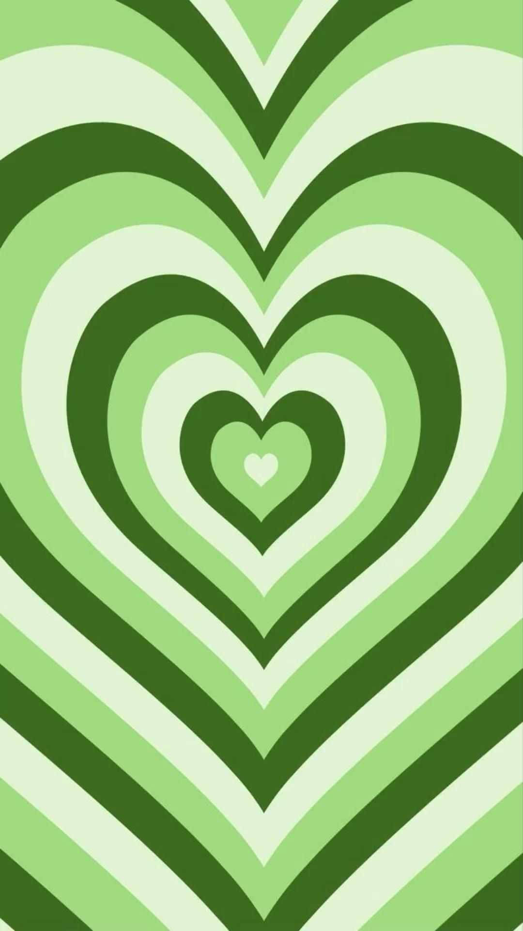 Vibrant Green Wildflower Heart Background
