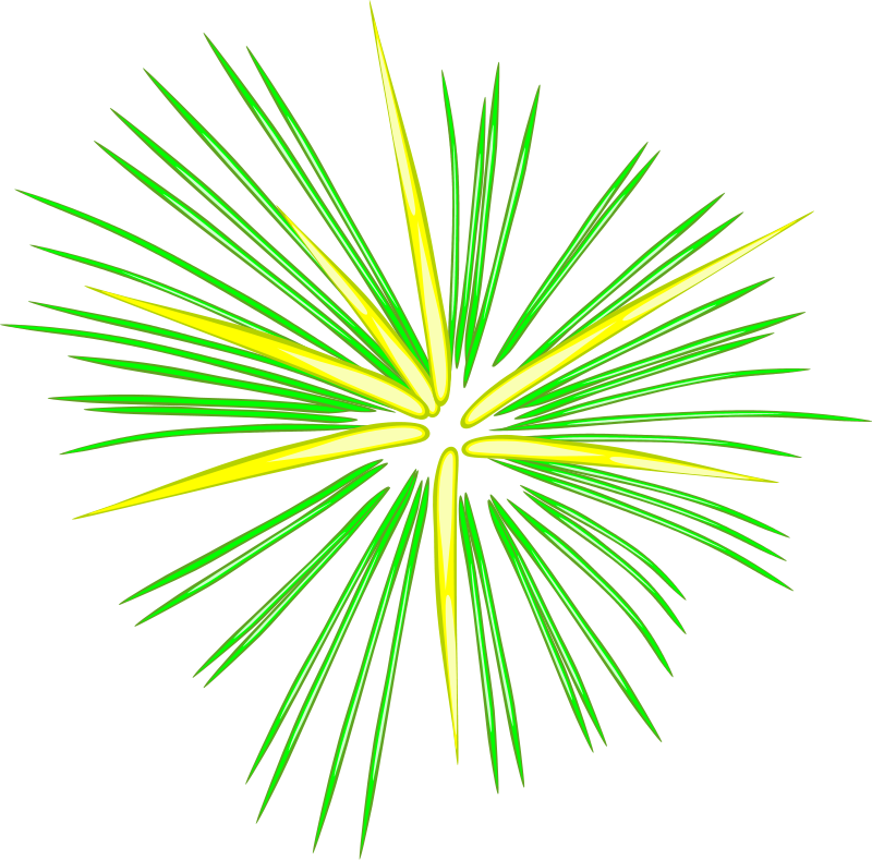 Vibrant Green Yellow Firework Explosion Clipart PNG