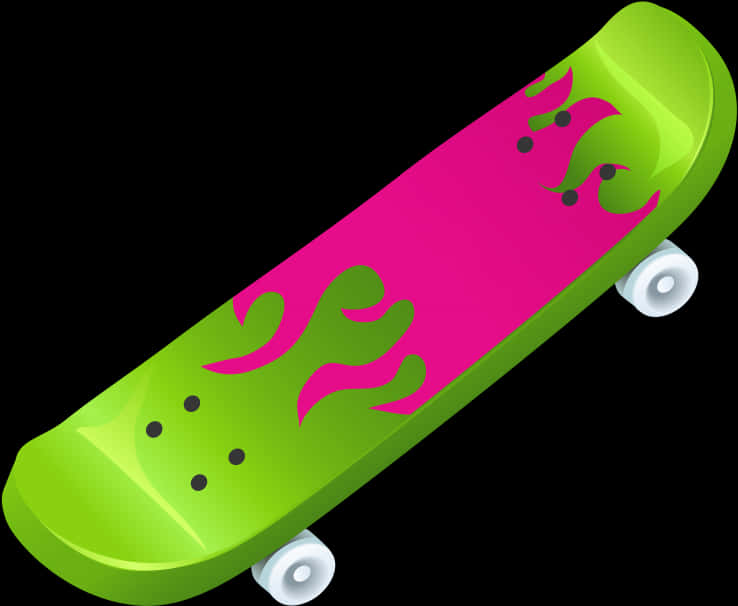 Vibrant Greenand Pink Skateboard PNG
