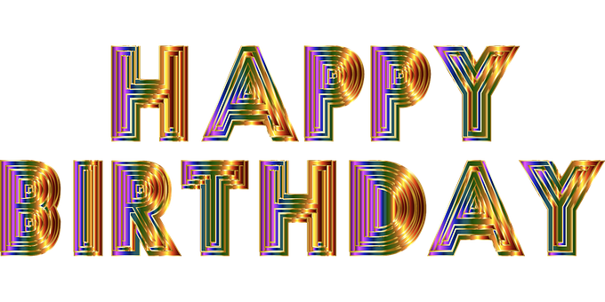 Vibrant Happy Birthday Text PNG