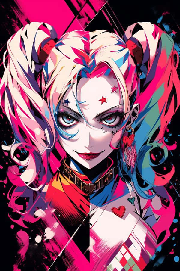 Vibrant Harley Quinn Kunstwerk Achtergrond