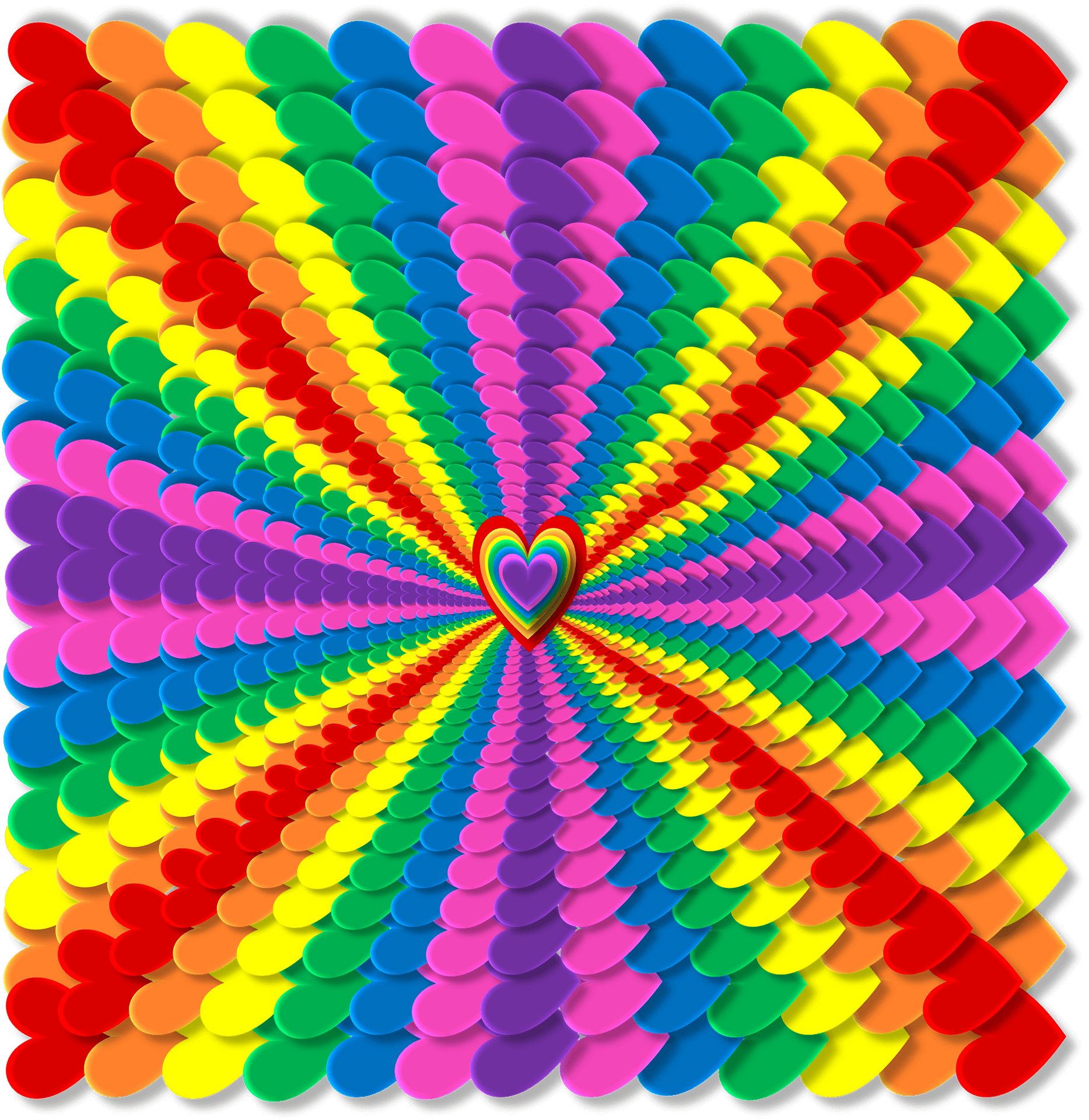 Vibrant Heart Rainbow Pattern PNG