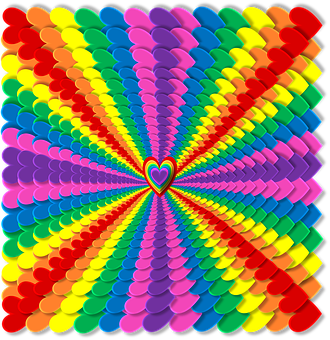Vibrant Heart Rainbow Spiral PNG