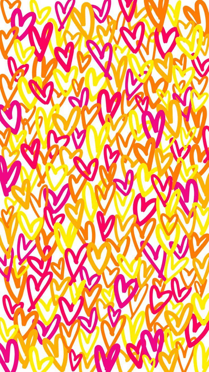 Vibrant Hearts Pattern Wallpaper