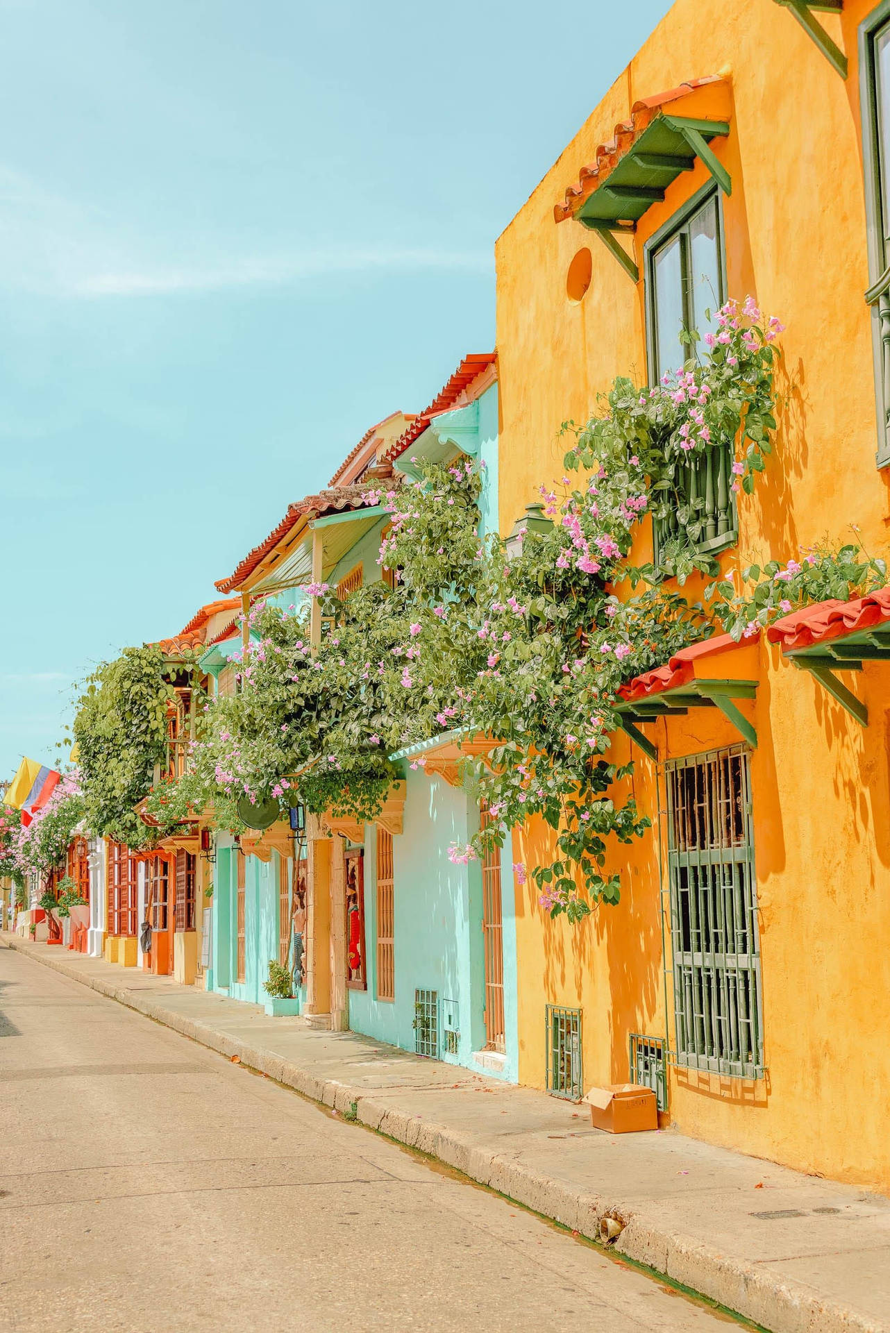 Vibrant Houses In Colombia Wallpaper