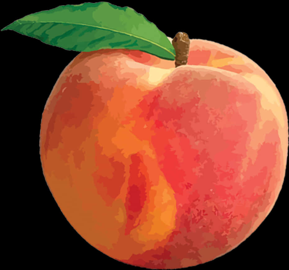 Vibrant Illustrated Peach PNG