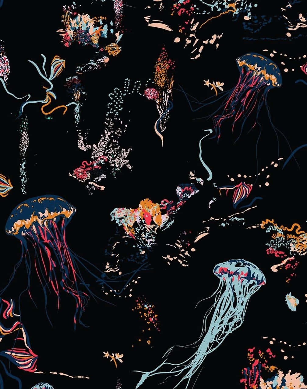 Vibrant_ Jellyfish_ Artwork Wallpaper
