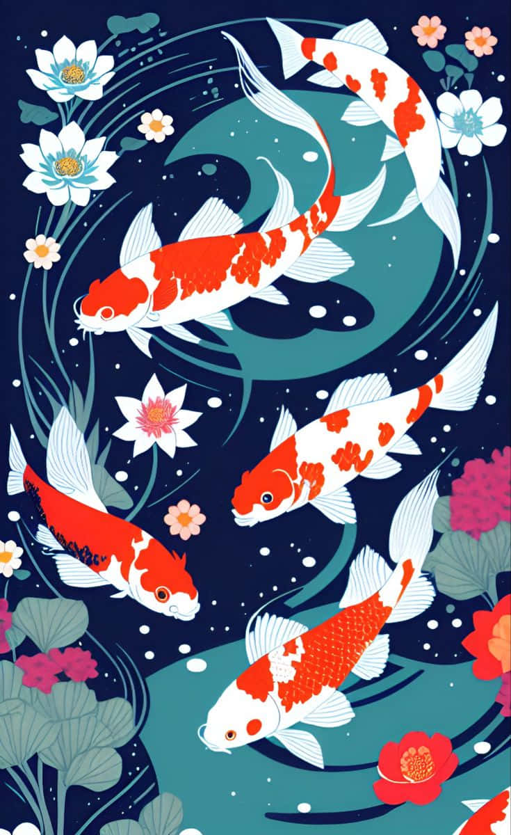 Vibrant_ Koi_ Fish_ Artwork Wallpaper