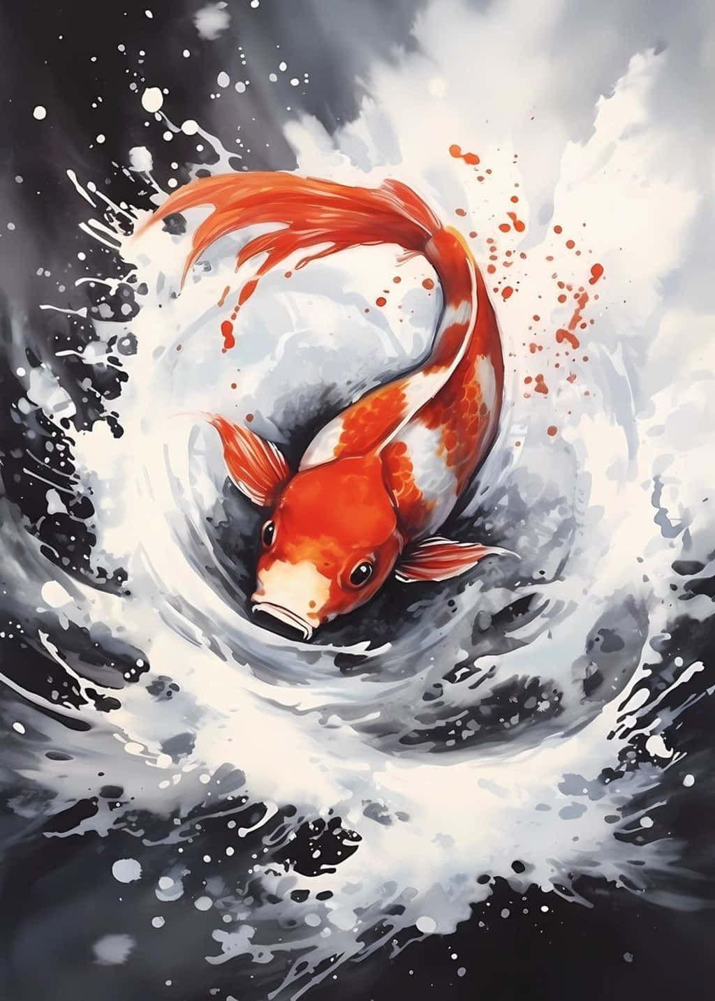 Vibrant Koi Fish Swirl Artwork.jpg Wallpaper
