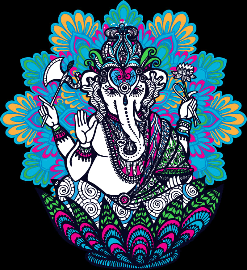 Vibrant Lord Ganesha Artwork PNG