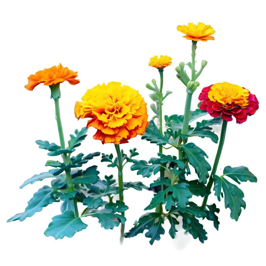 Vibrant Marigolds Garden Png Dah PNG