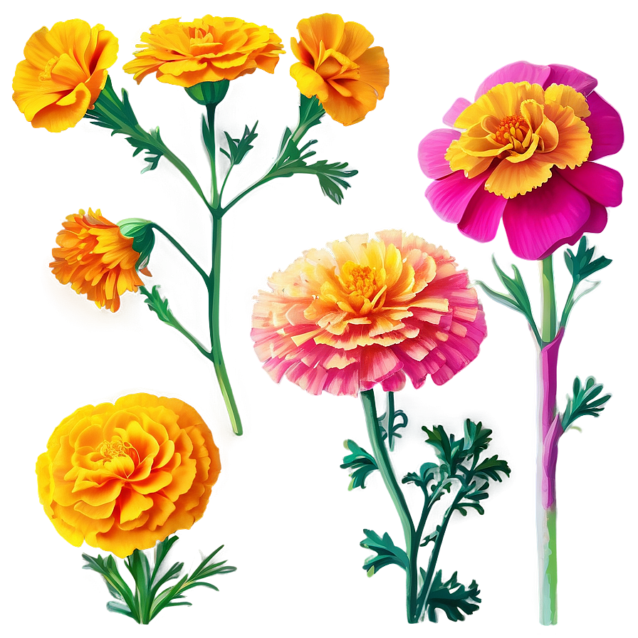 Vibrant Marigolds Garden Png Ssg PNG