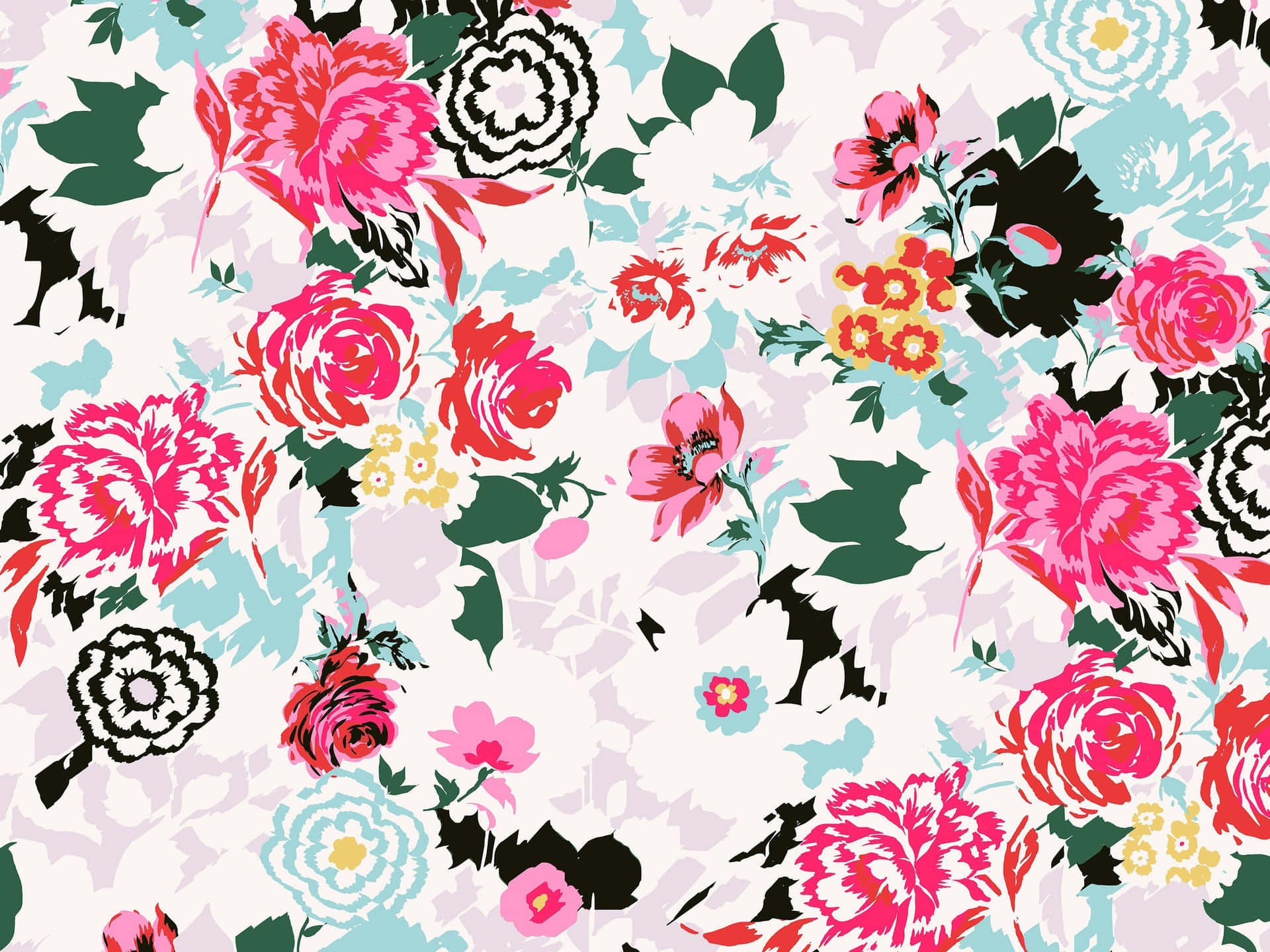 Vibrant Modern Floral Pattern Wallpaper