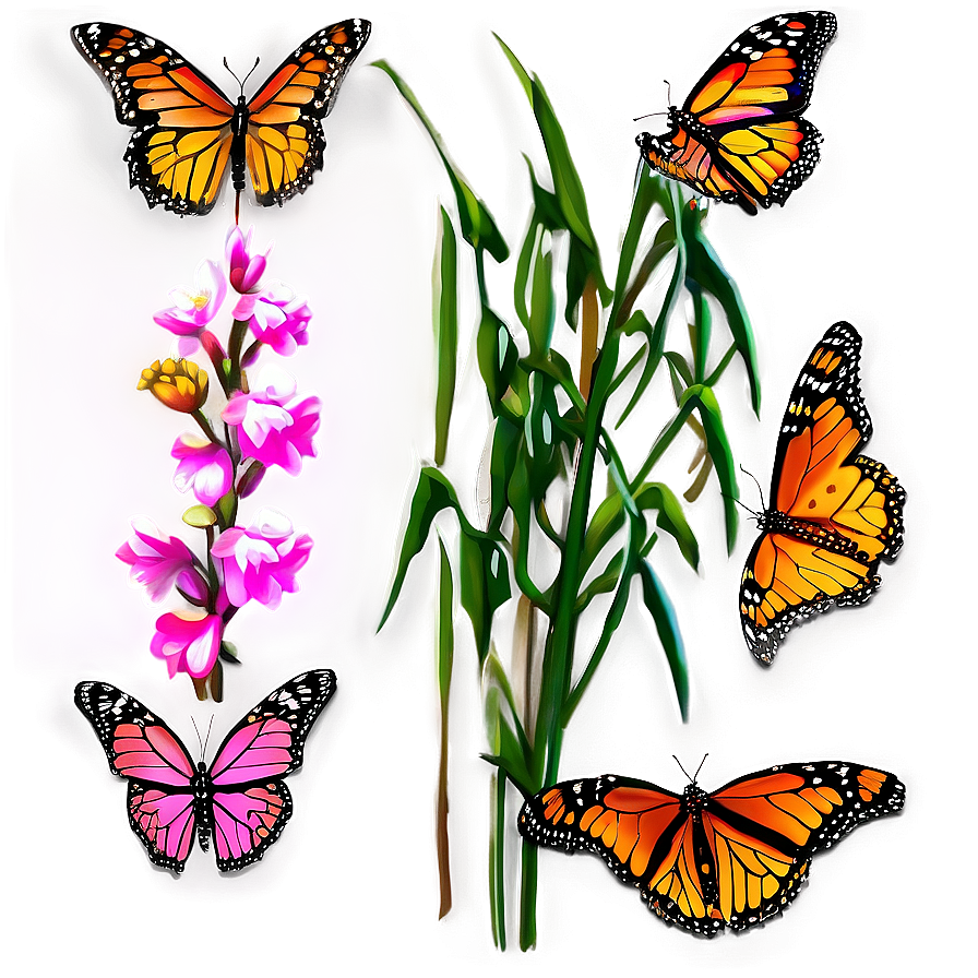 Vibrant Monarch Butterflies Png Glq74 PNG