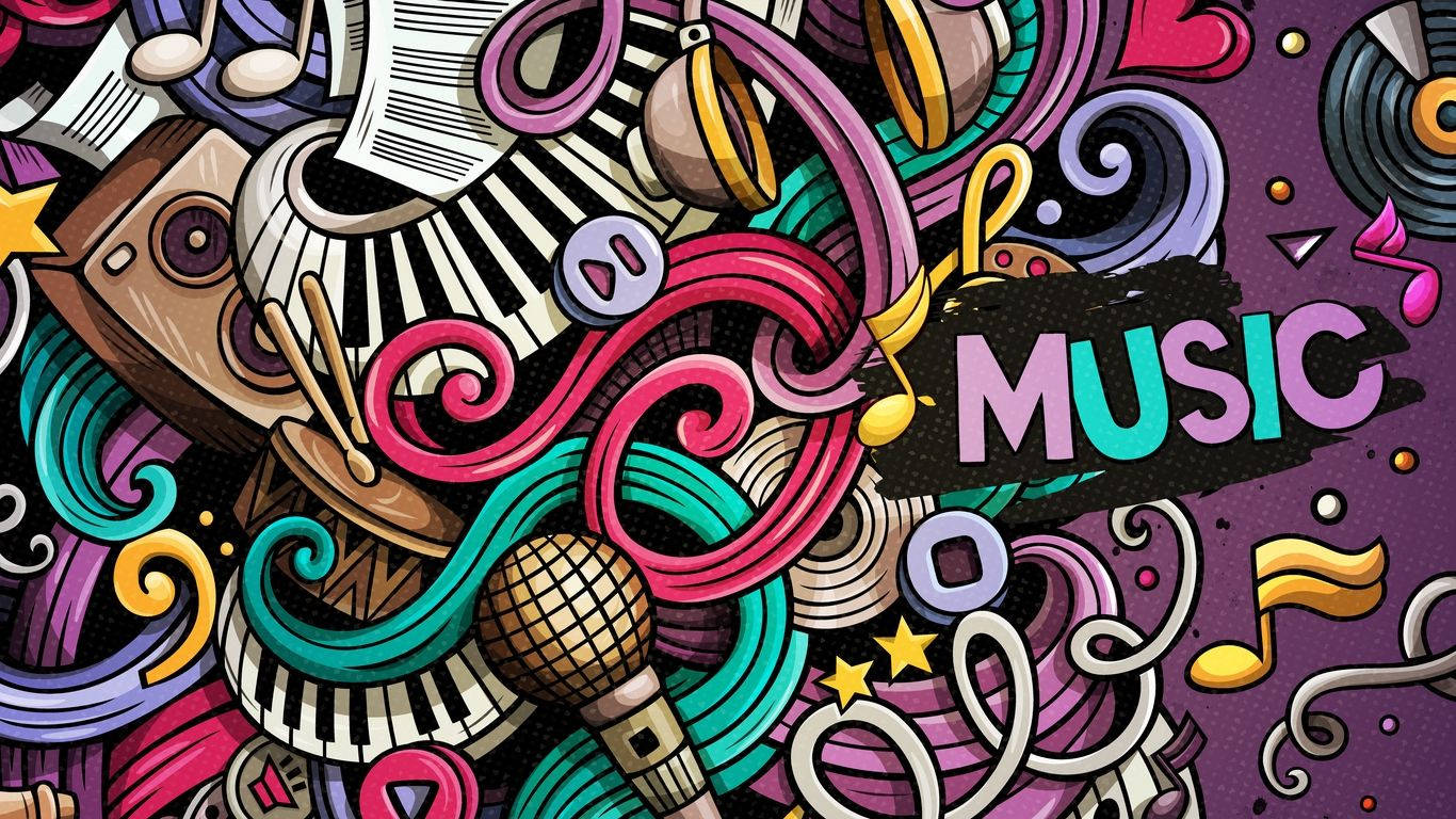 Vibrant Music Collage Art SVG