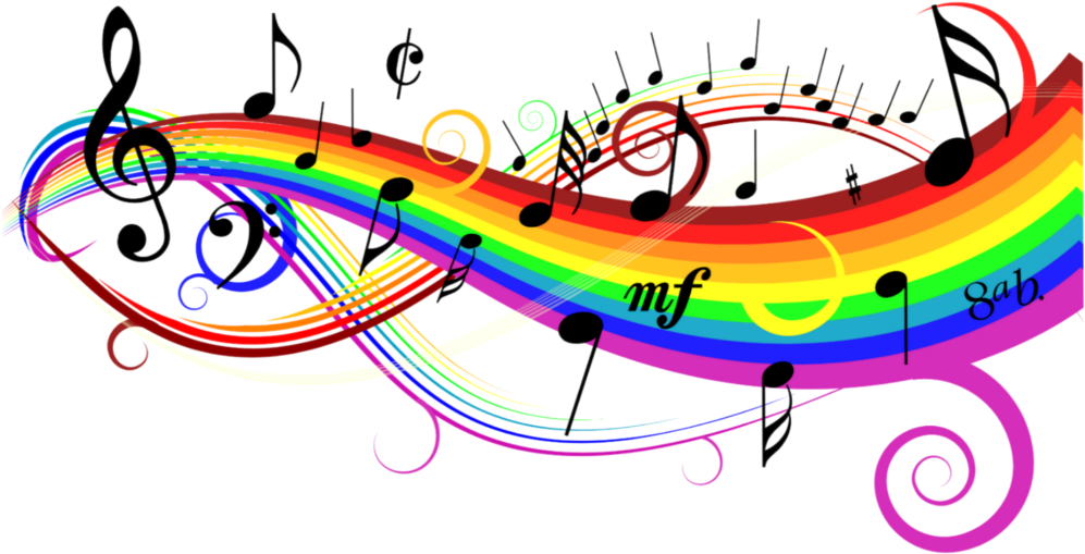 Vibrant Musical Notes Color Wave PNG