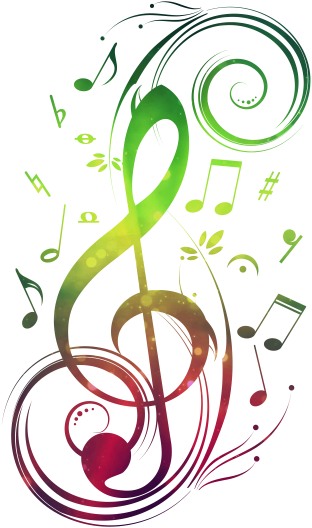 Vibrant Musical Notes Design PNG