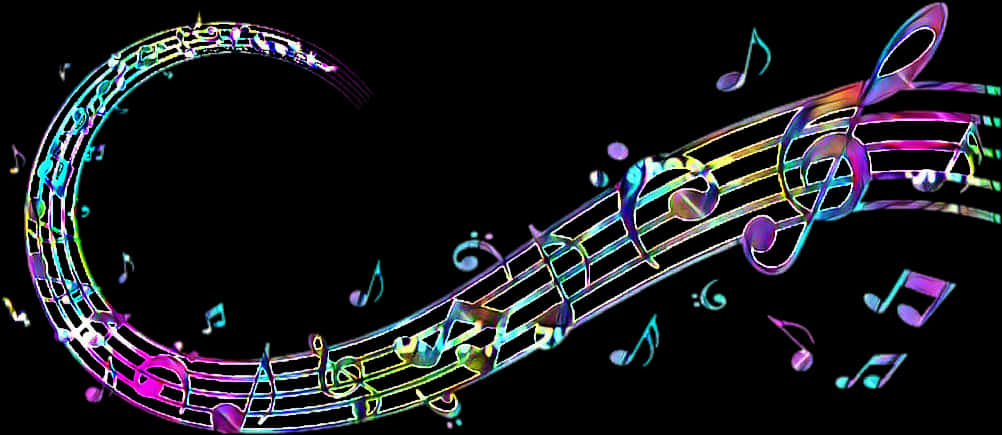 Vibrant Musical Notes Wave PNG