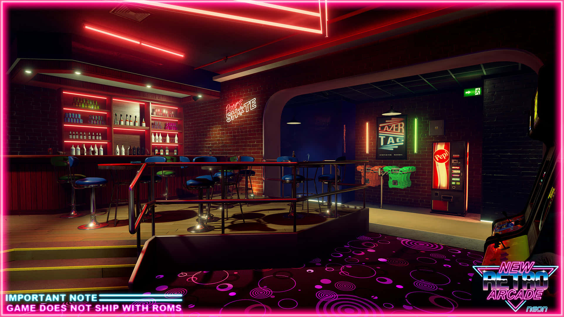 Vibrant Neon Arcade Interior Wallpaper