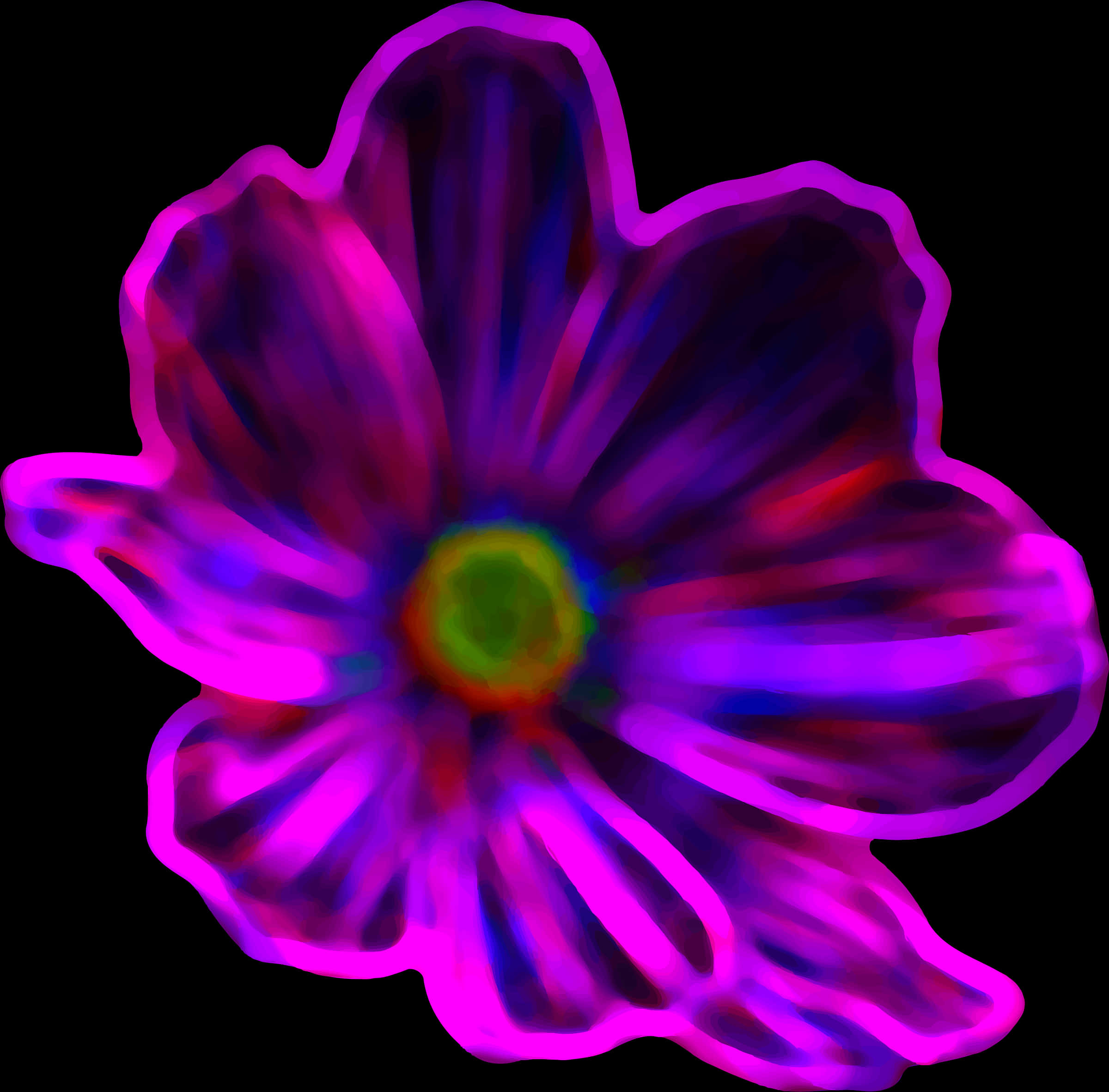 Vibrant Neon Blue Flower Art PNG