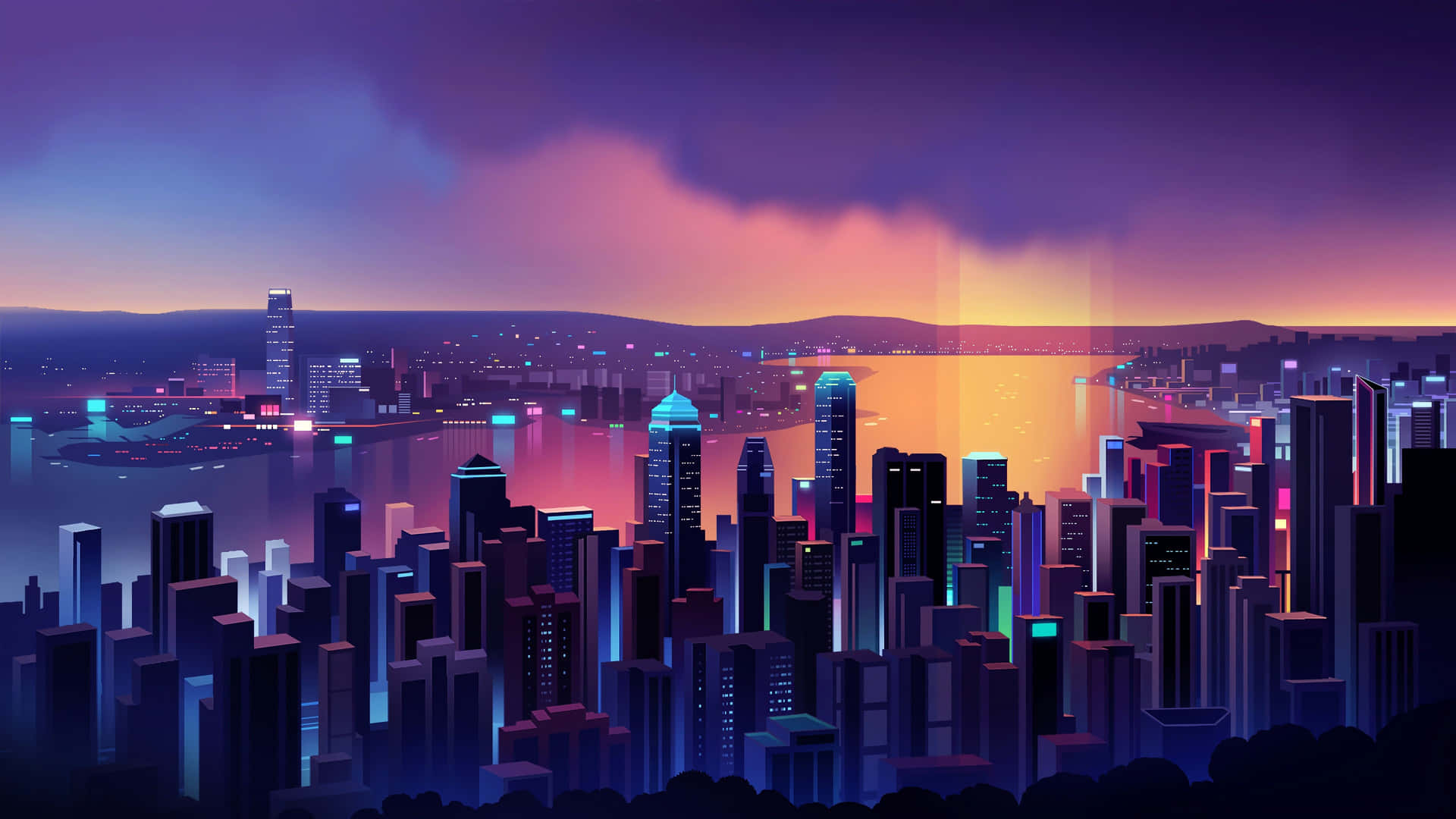 Vibrant_ Neon_ Cityscape Wallpaper