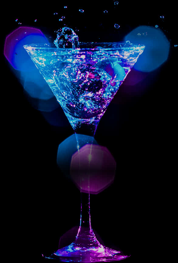 Vibrant Neon Cocktail Glass PNG