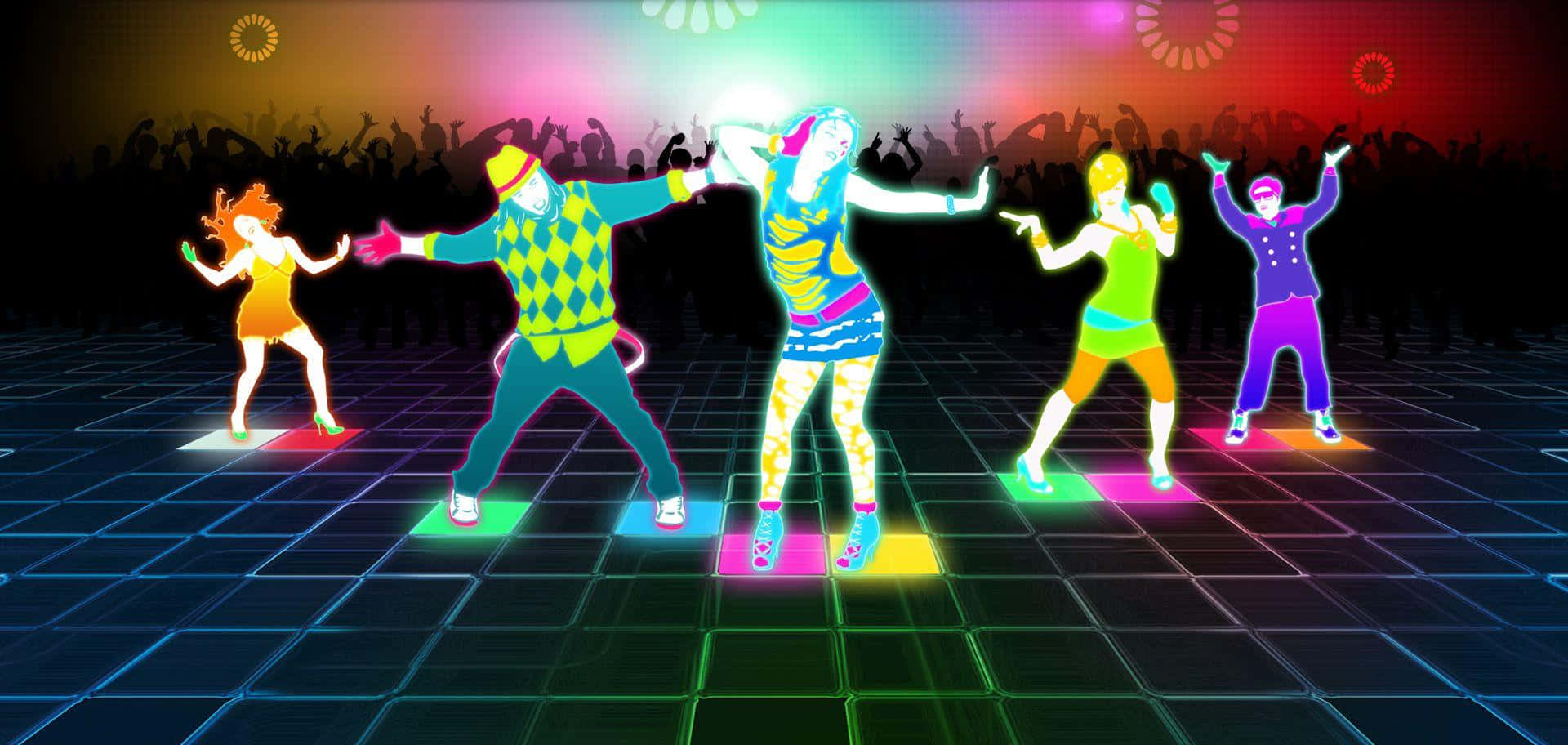 Vibrant Neon Dance Party Wallpaper