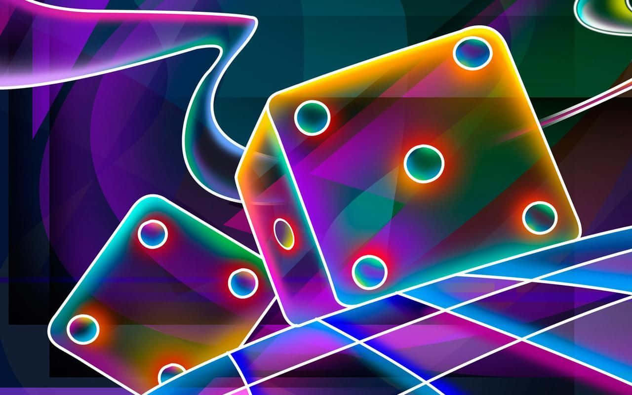 Vibrant Neon Dice Art Wallpaper