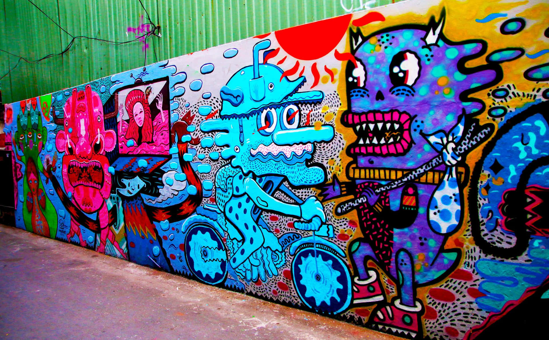 Vibrant Neon Graffiti Artwork Wallpaper
