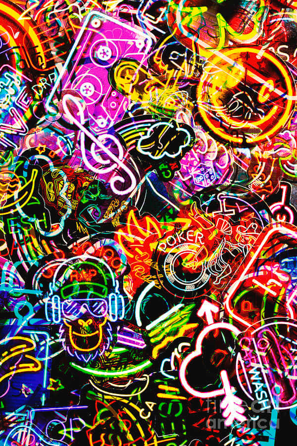 Vibrant Neon Graffiti Collage.jpg Wallpaper