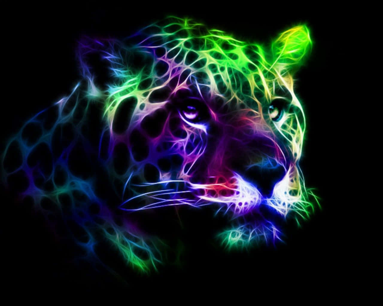 Vibrant_ Neon_ Leopard_ Art Wallpaper