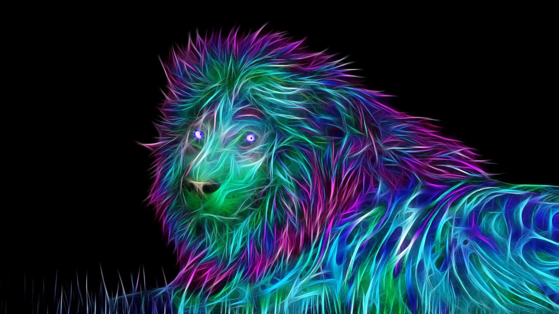 Vibrant Neon Lion Artwork Wallpaper