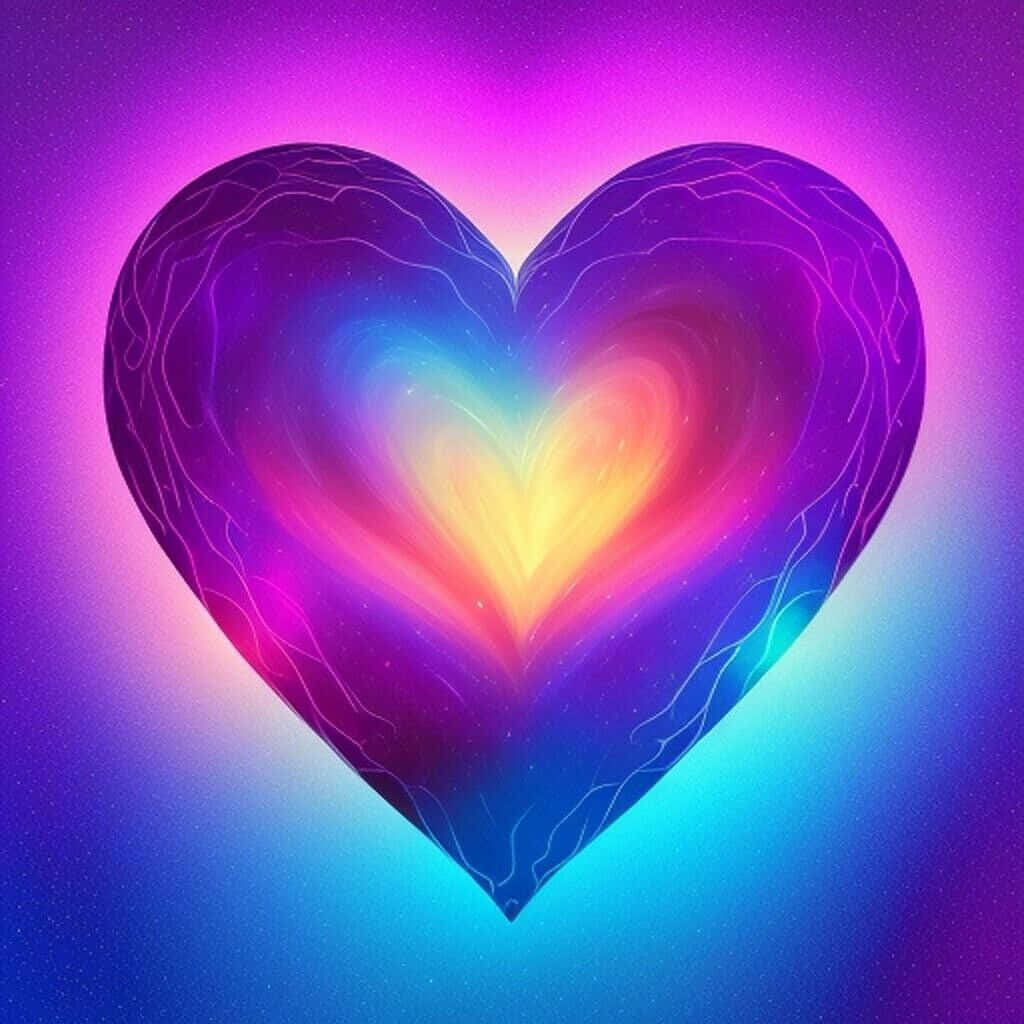 Vibrant Neon Love Heart Aesthetic Wallpaper