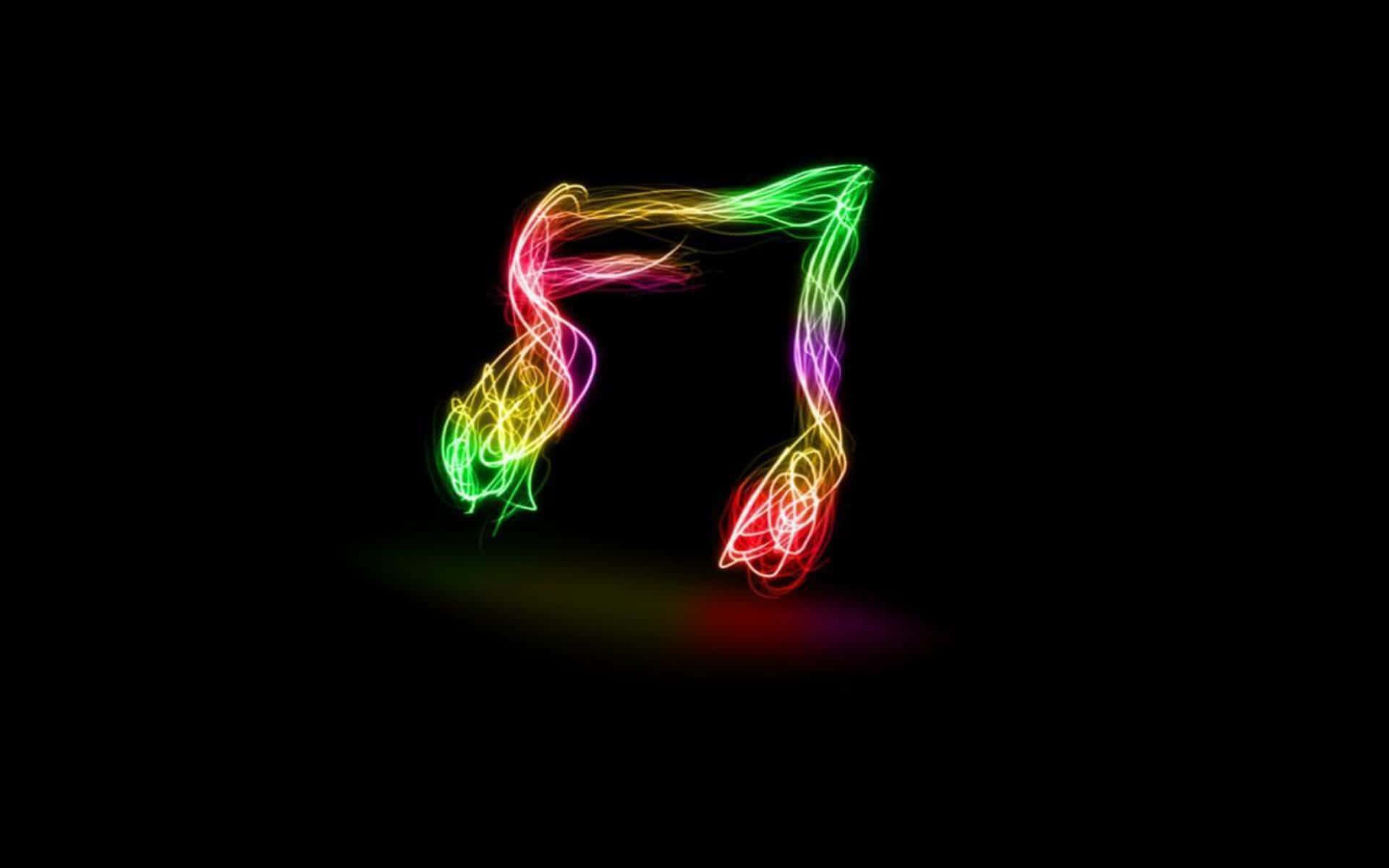 Vibrant Neon Music Note Wallpaper